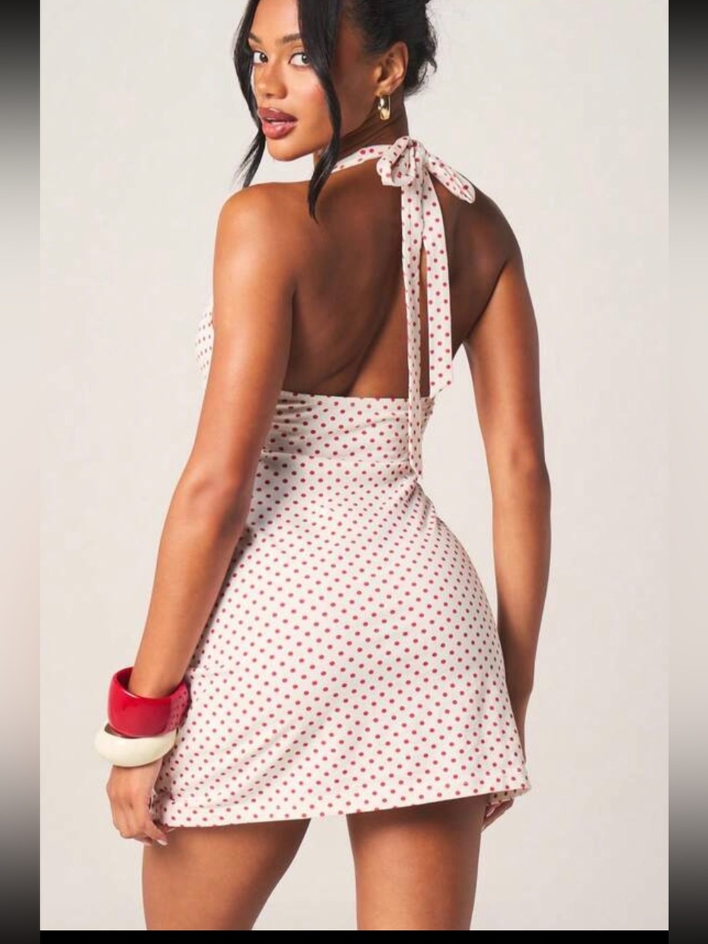 SOLD🆕🍓Missguided Vintage Polka Dot Halter Mini Dress - Picture 2 of 4